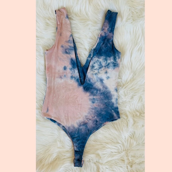 Fore Tie Dye Bodysuit S Blue Pink Tank - Picture 4 of 12